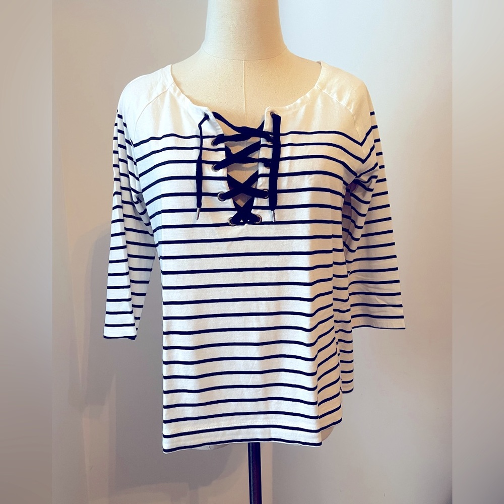 JCrew Navy White Nautical Top M